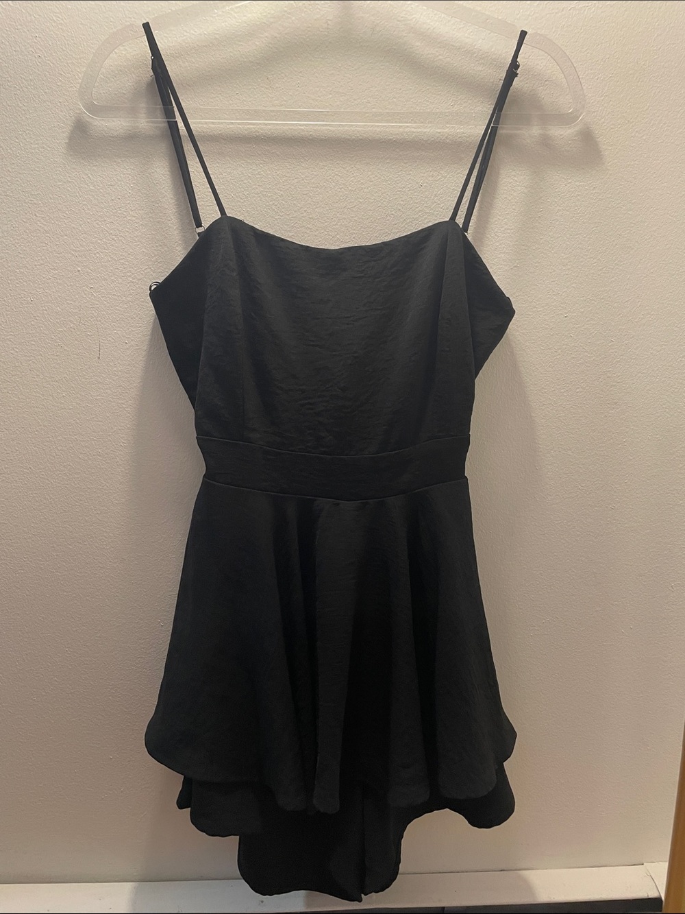 Lovely Day Black Sleeveless Mini Romper with Spaghetti Straps